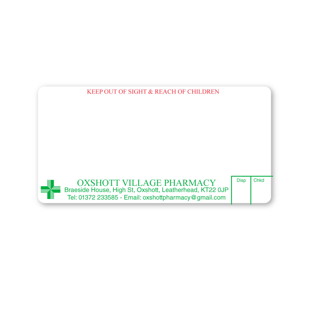 [EMT5367] Oxshott Village Pharmacy Labels