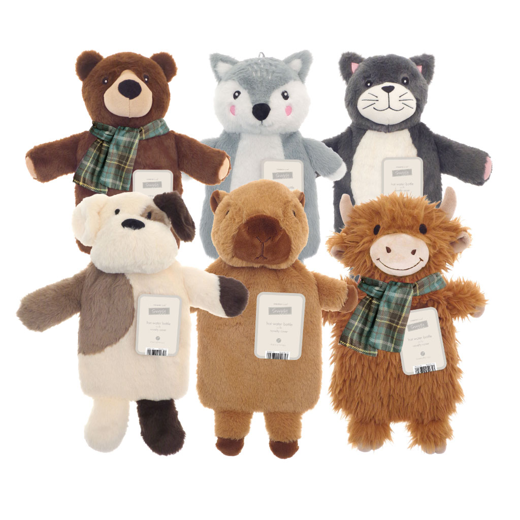 Hot Water Bottle with Novelty Cover - Assorted Snuggly Designs
