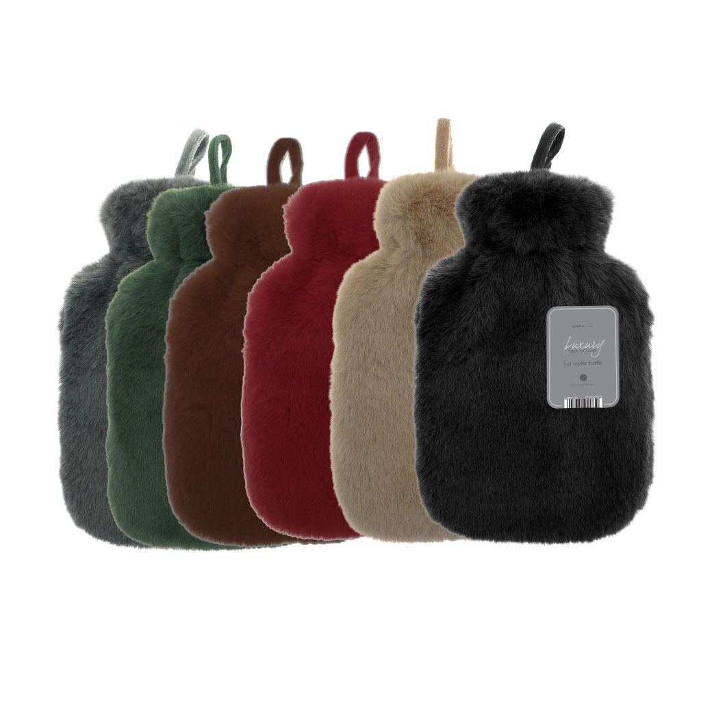 Hot Water Bottle with Luxury Faux Fur Cover