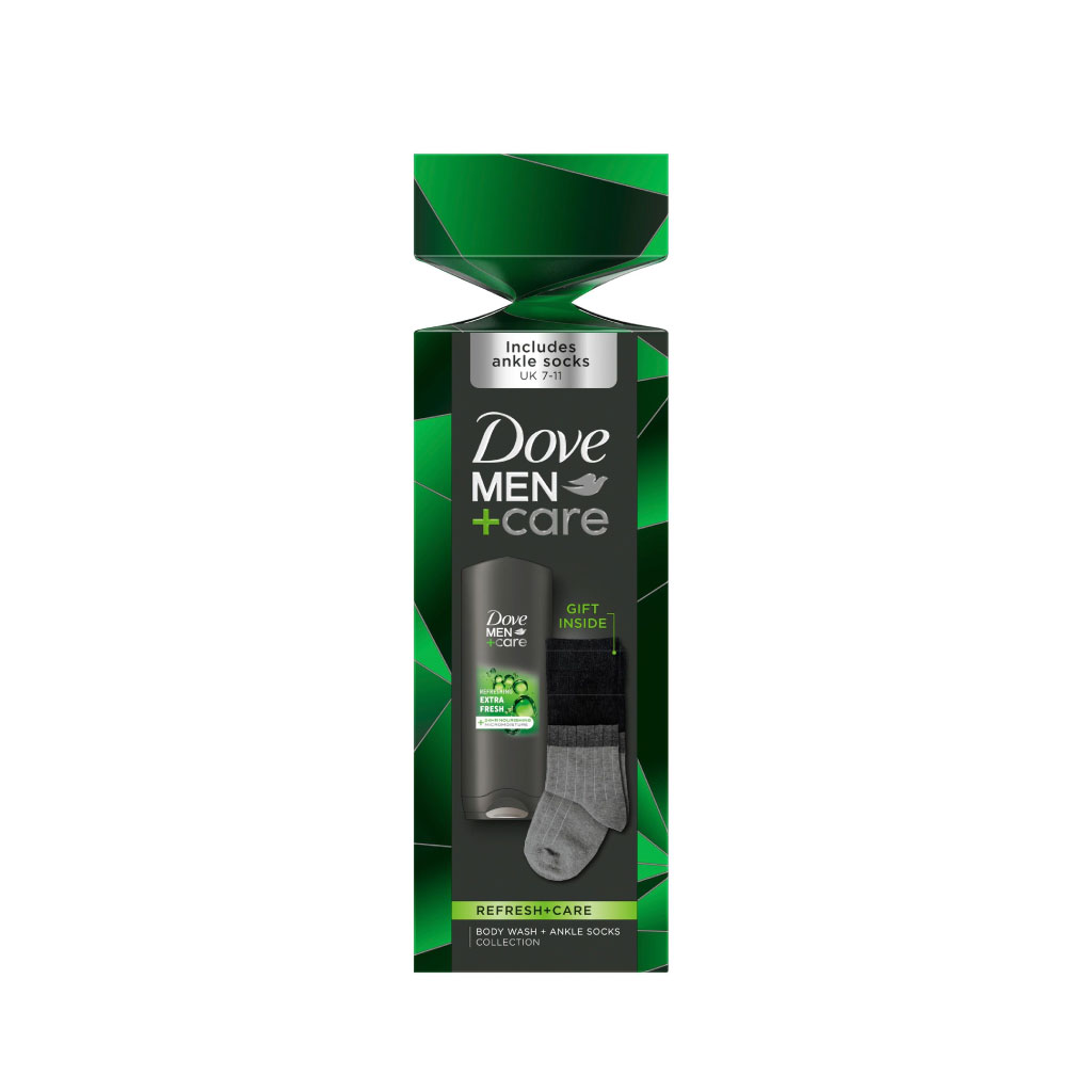 DOVE Men+ Care Refreshing Extra Fresh Body Wash & Socks Gift Set - Christmas gifts for him From EMT Healthcare