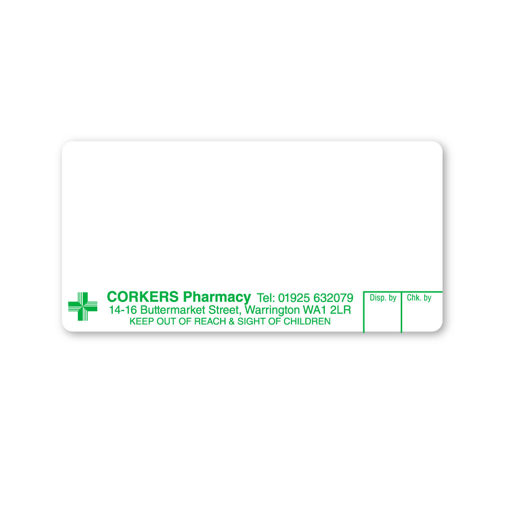 Corkers Pharmacy Labels from EMT Healthcare