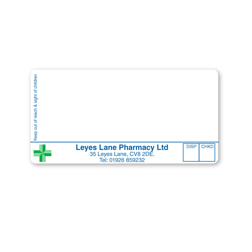 Leyes Lane Pharmacy Labels 70x37 - From EMT Healthcare