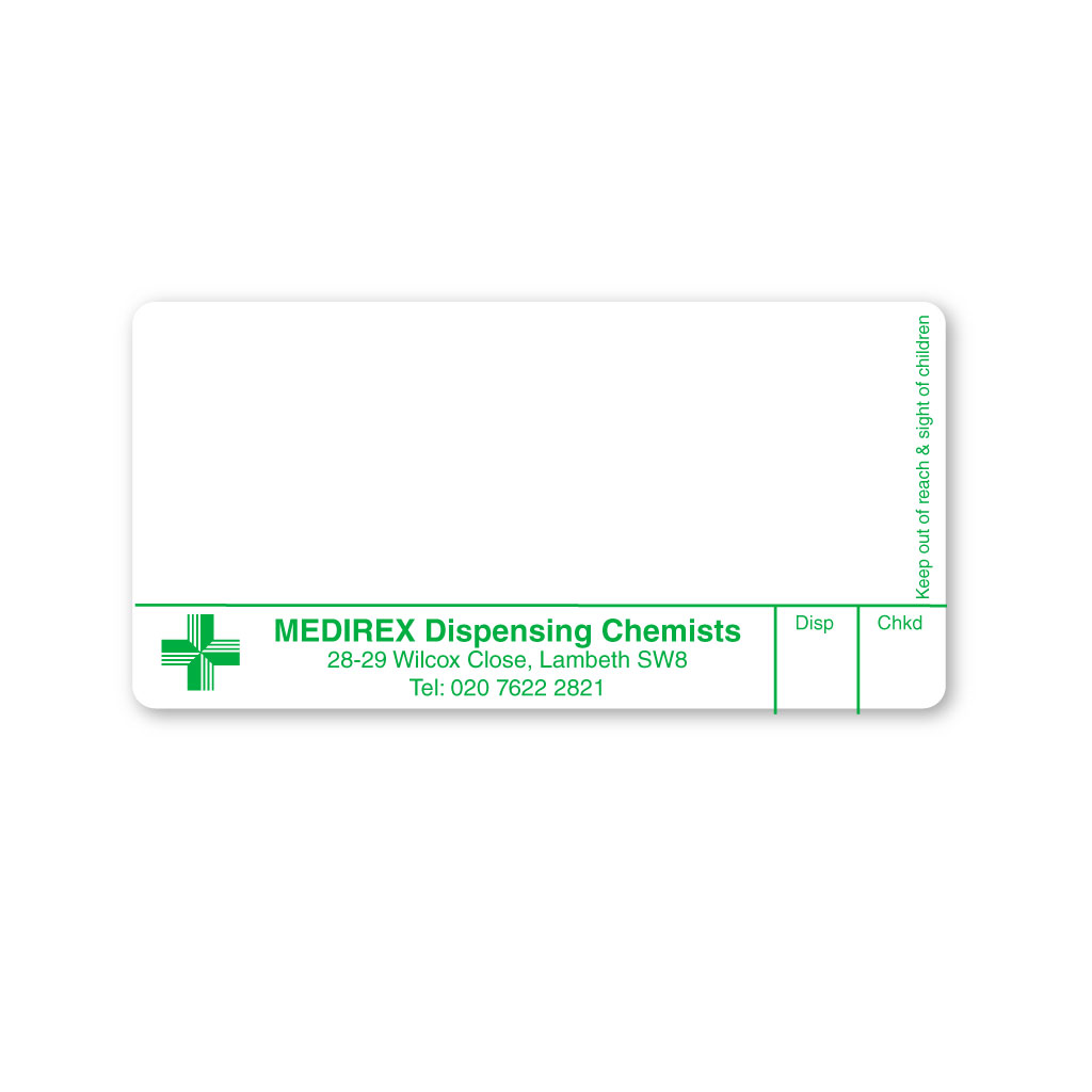 Medirex Chemist Pharmacy Labels From EMT Healthcare