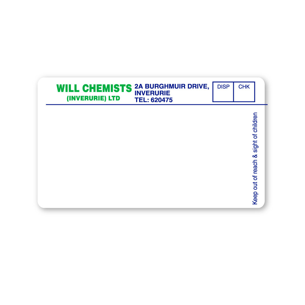 Will Chemists (2A Burghmuir Drive) Pharmacy Labels From EMT Healthcare