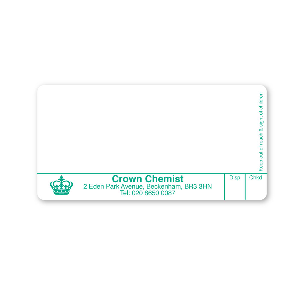 Crown Chemist Pharmacy Label From EMT Healthcare