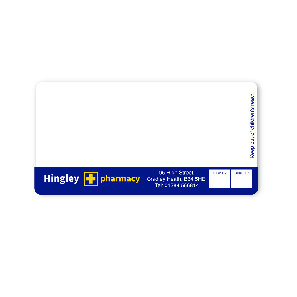 MEJ Hingley & CO (95 High Street) Pharmacy Label From EMT Healthcare