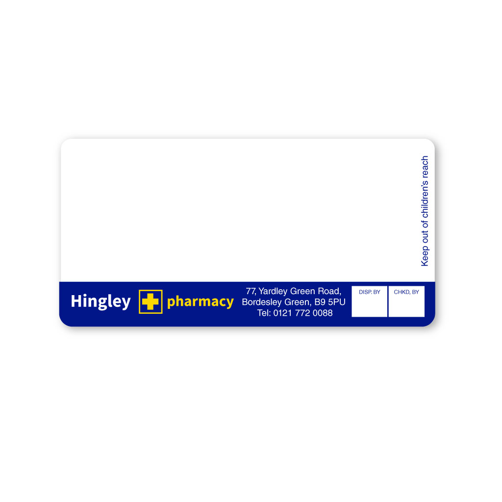 Hingley & CO (Bordesley Green) Pharmacy Label  from EMT Healthcare