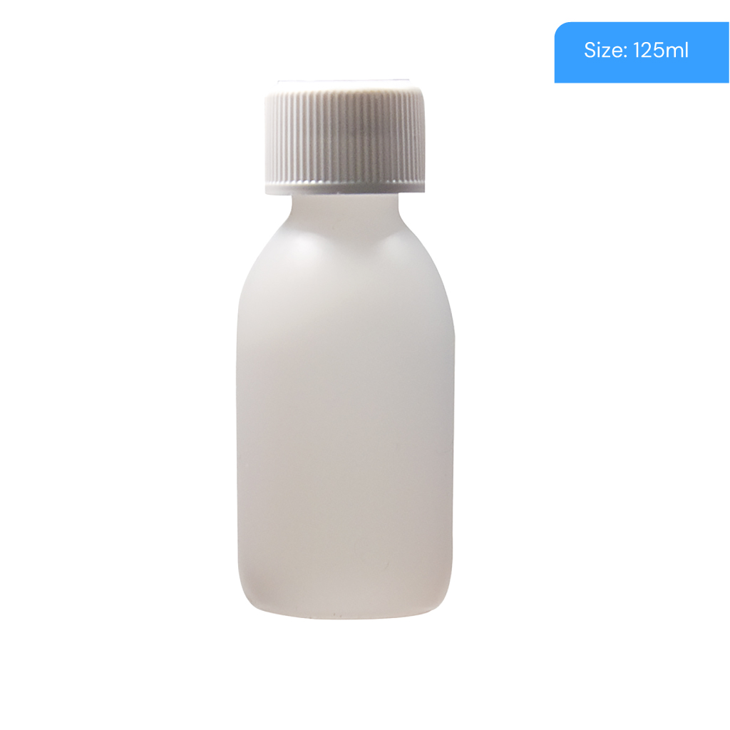 [HDPE125] 125ml Natural HDPE Capped Round Bottle (Pack of 20)