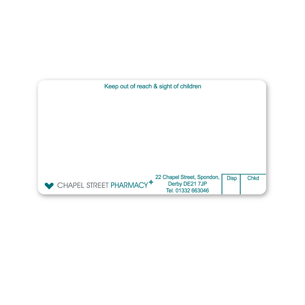 [AZEMT3259] Chapel Street Pharmacy Labels (Derby)