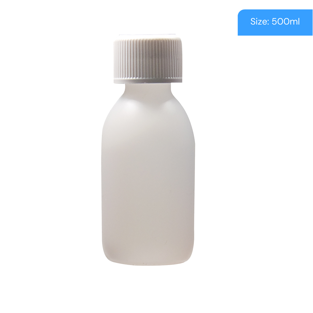 [HDPE500] 500ml Natural HDPE Capped Round Bottle (Pack of 20)