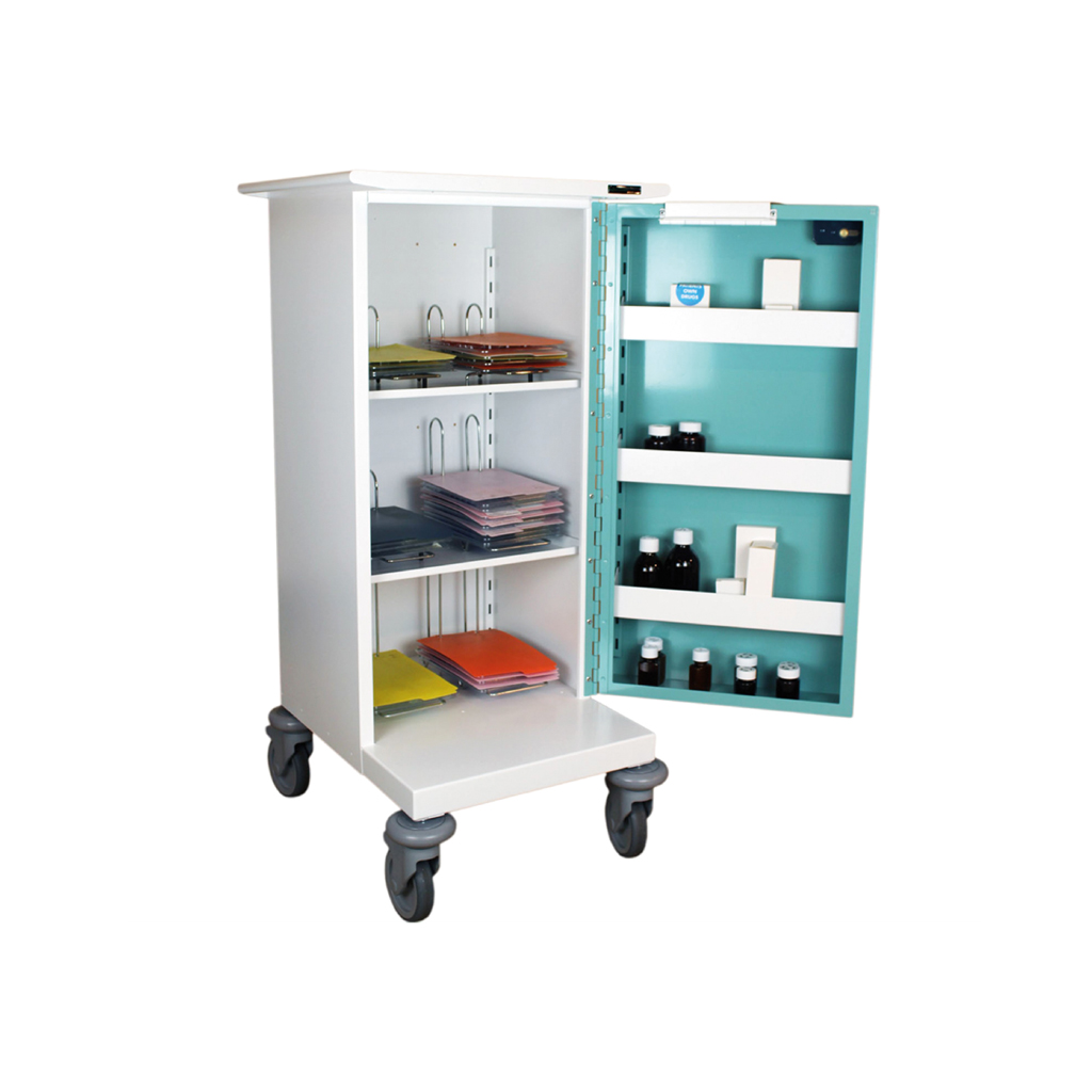 6 hoop MDS drugs trolley with a single door & a key lock