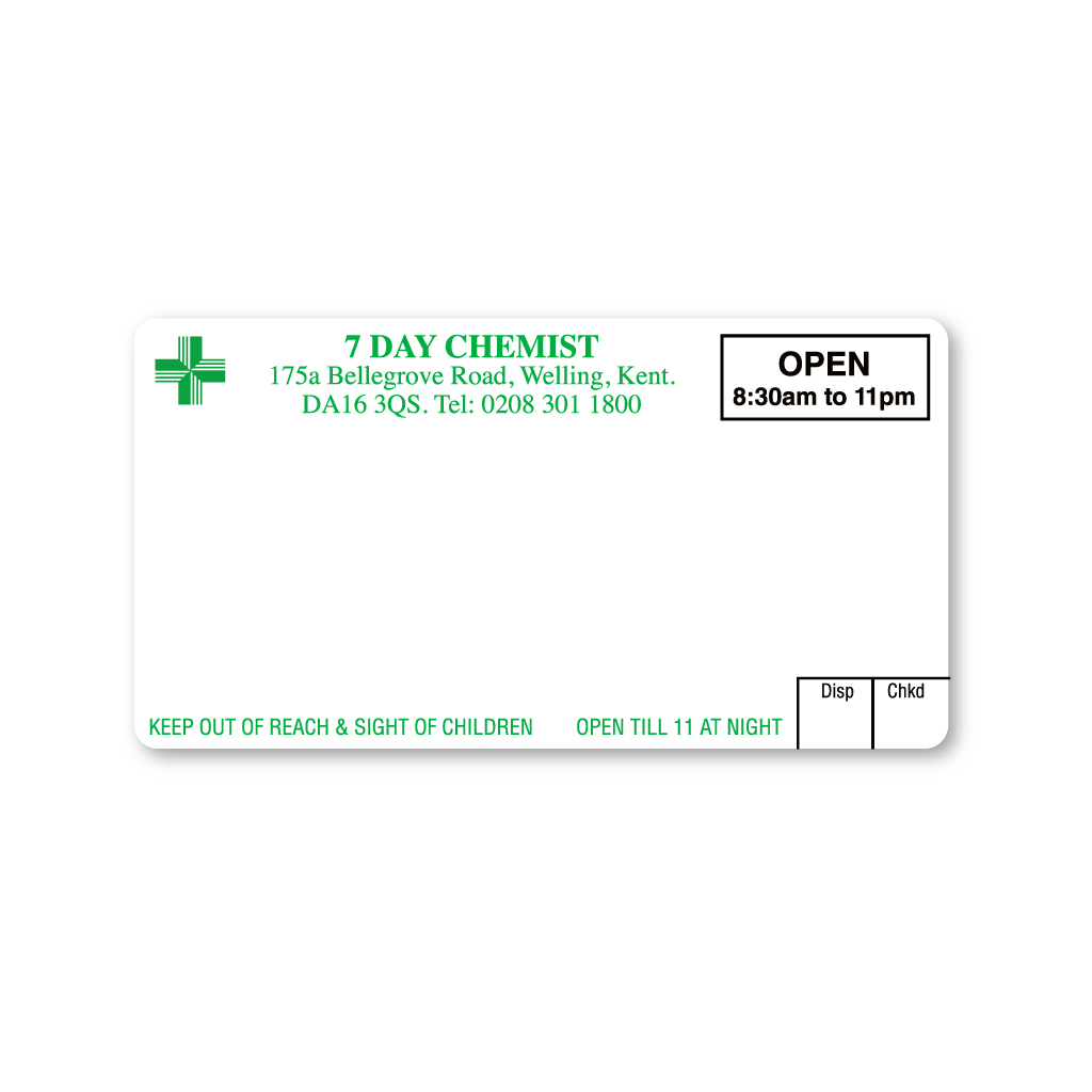 [EMT4070] 7 Day Chemist Pharmacy Labels