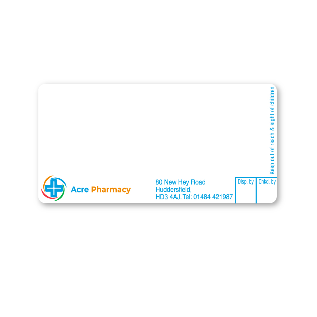 Acre Pharmacy Labels (HD3 4AJ)