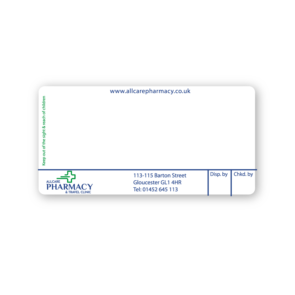 All Care Pharmacy & Travel Clinic Labels (GL1 4HR)