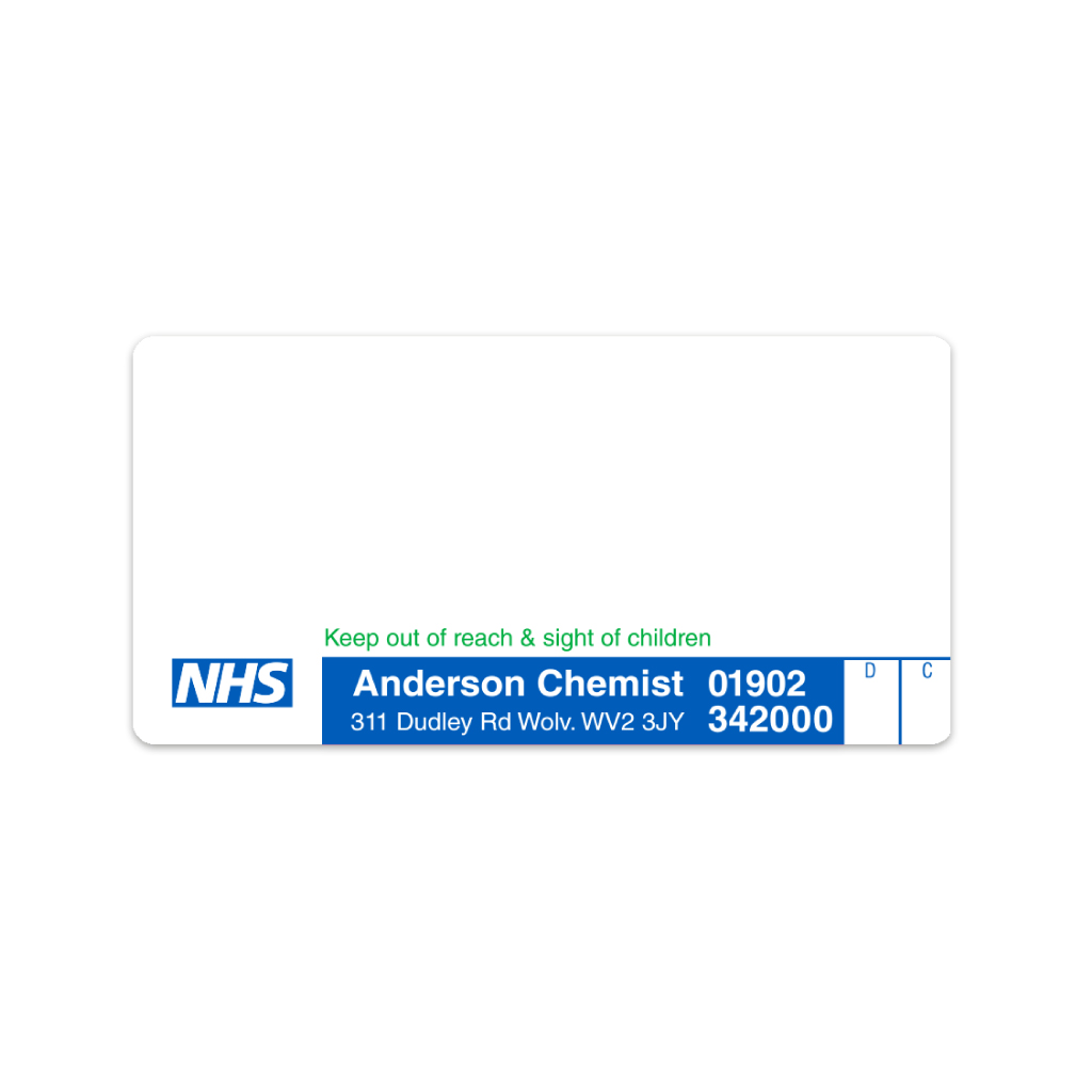 [AZEMT2481] Anderson Chemist (WV2 3JY) Labels