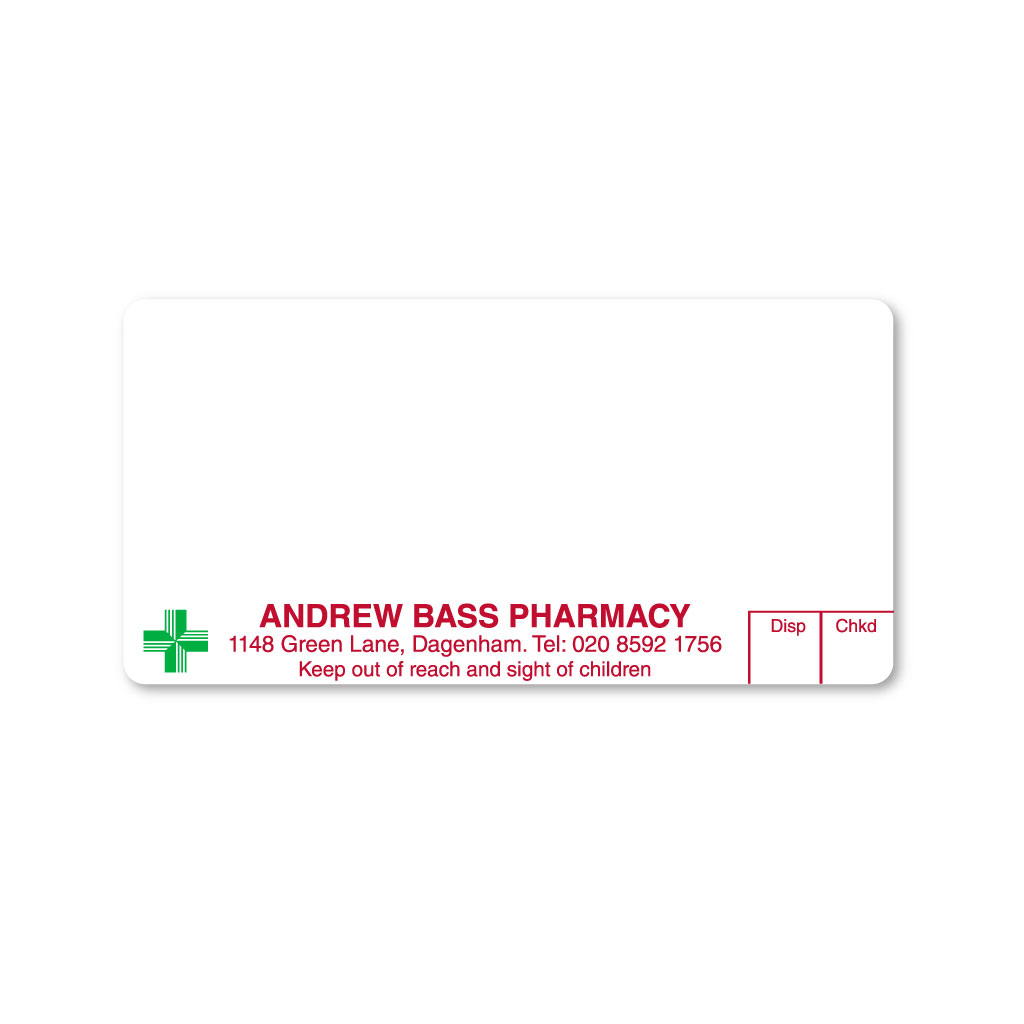 [AZEMT3508] Andrew Bass (1148 Green Lane) Pharmacy Labels