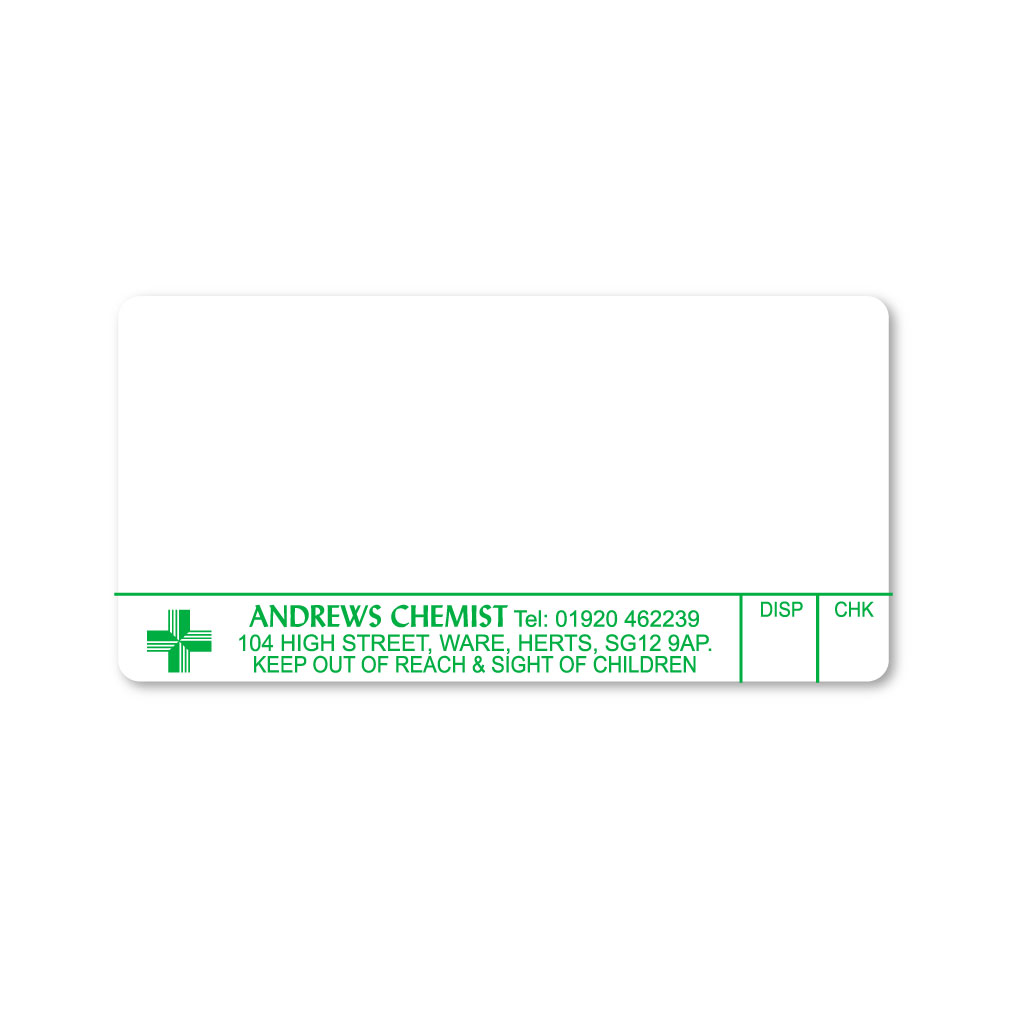 [EMT1958] Andrews Chemist (SG12 9AP) Labels