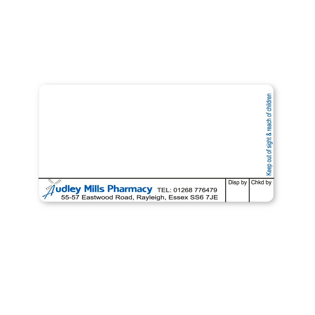 [EMT2059] Audley Mills Pharmacy Labels (SS6 7JE)