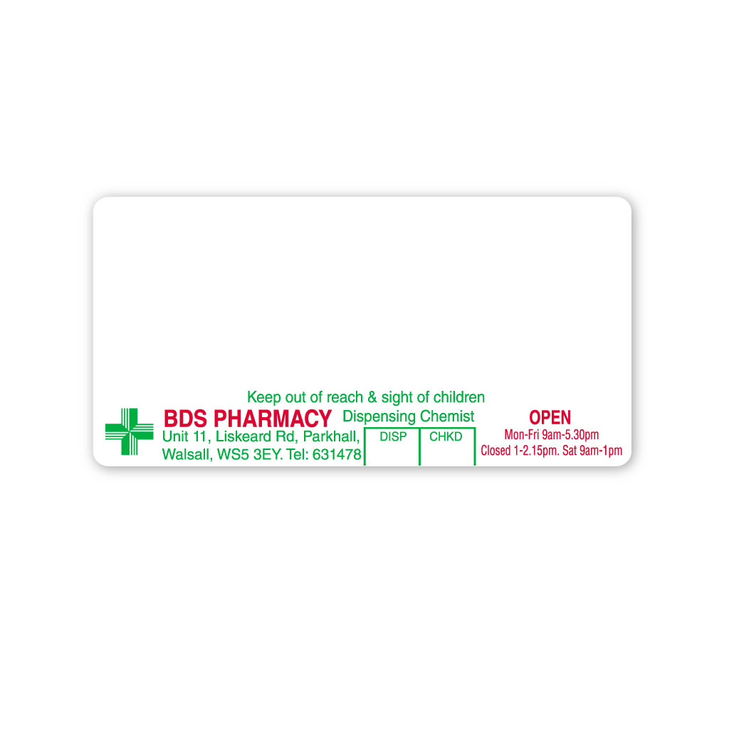 [AZEMT2312] BDS (Liskeard Rd) Pharmacy Labels 