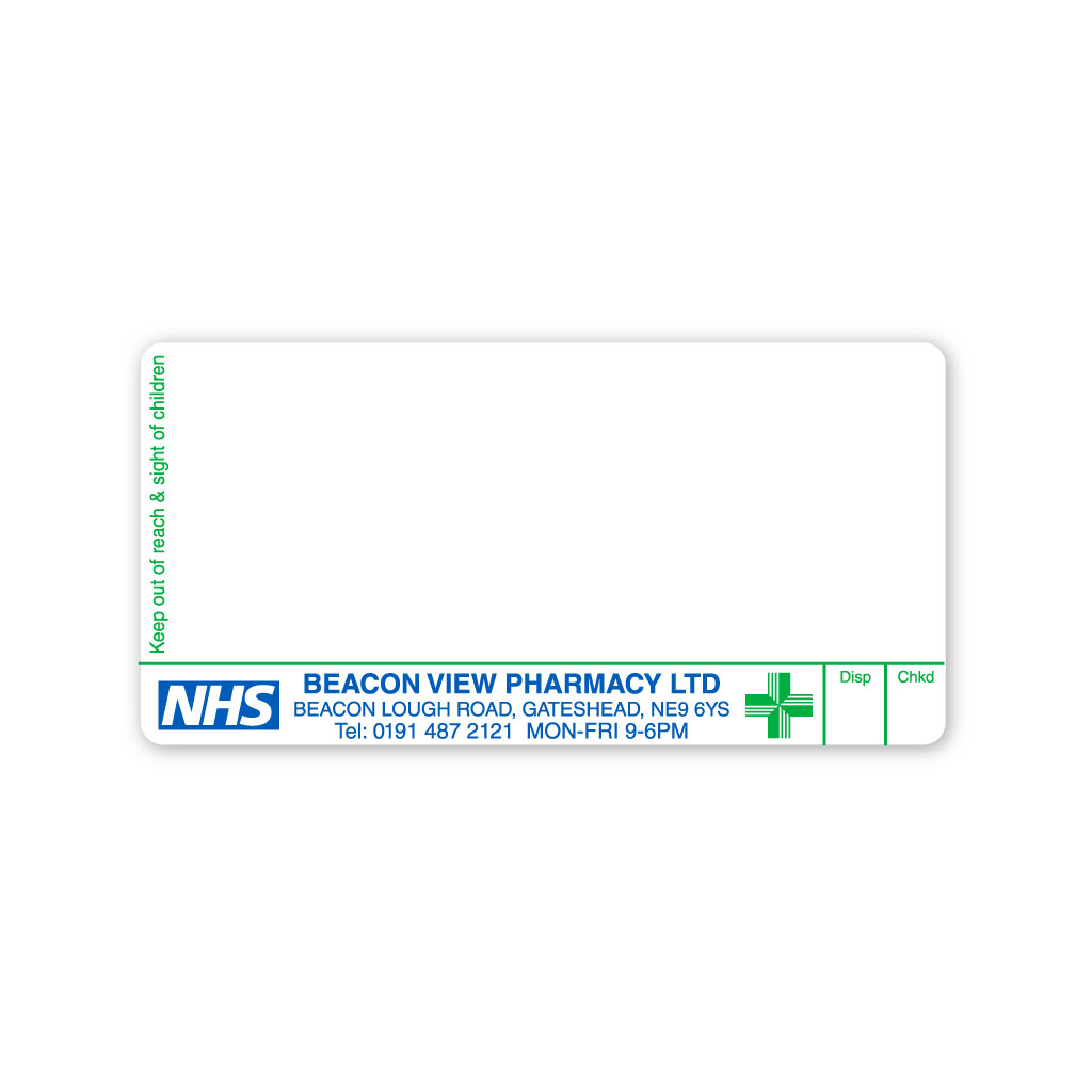 [AZEMT3916] Beacon View Pharmacy (Gateshead) Labels
