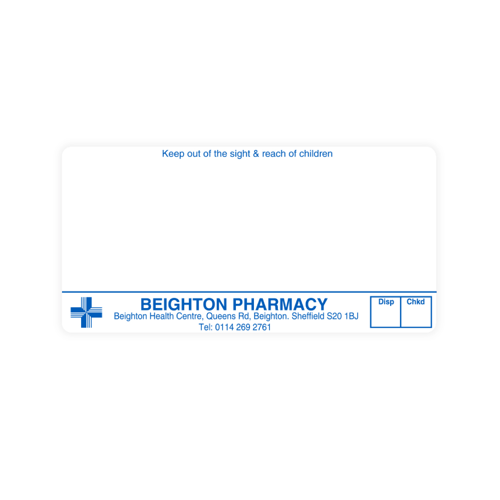 [EMT4593] Beighton Pharmacy Labels