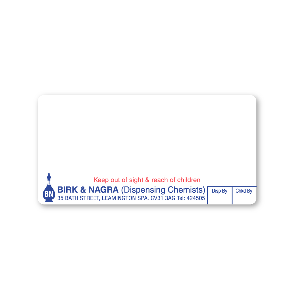 Birk & Nagra Pharmacy (Bath Street) Labels