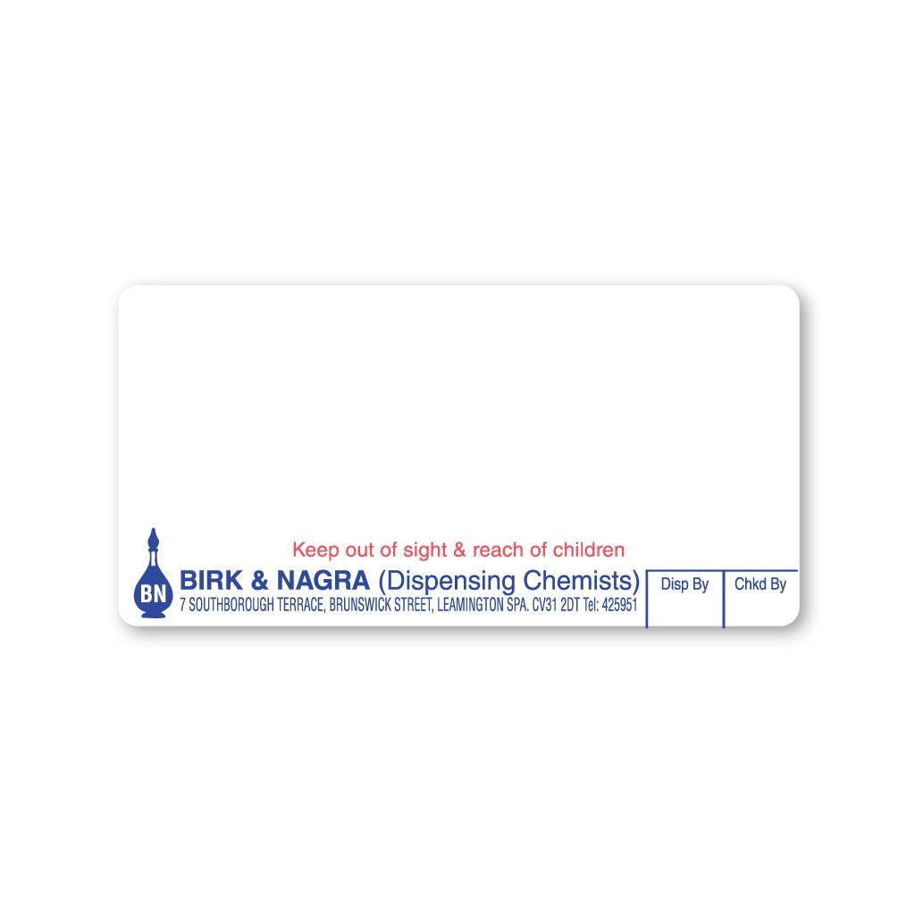 [AZEMT2114] Birk & Nagra Pharmacy (Southborough Terrace) Labels