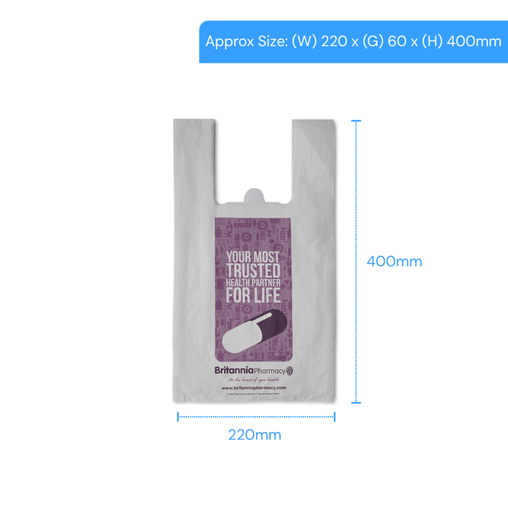 [BP20] Britannia Pharmacy Small Vest Carrier Bag