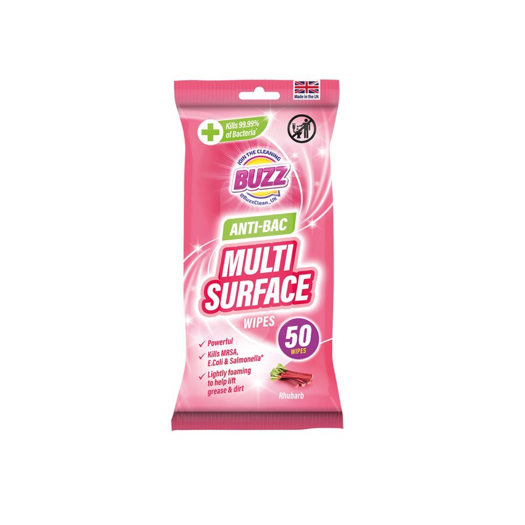 Buzz Anti-Bacterial Wipes Rhubarb