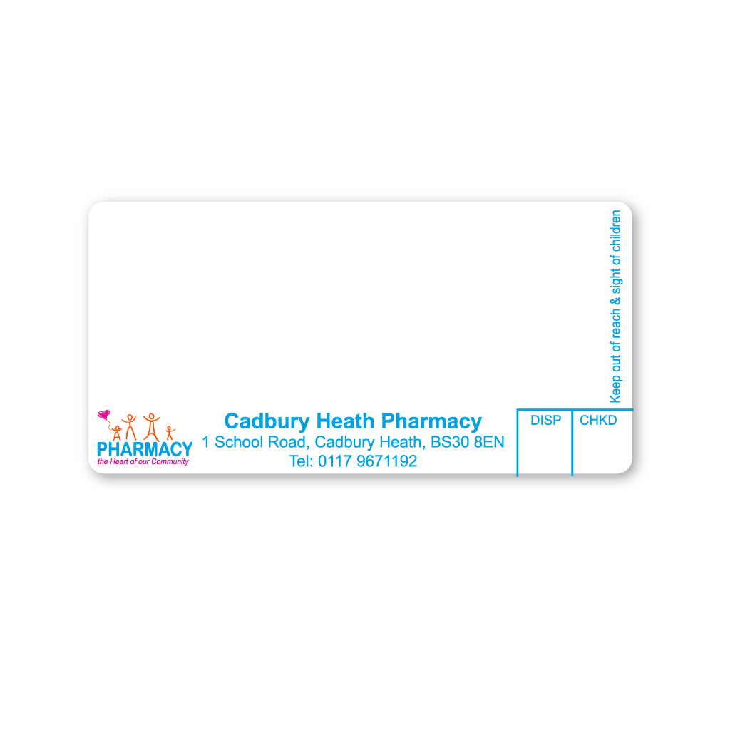 [AZEMT2711] Cadbury Heath Pharmacy Dispensing Labels 