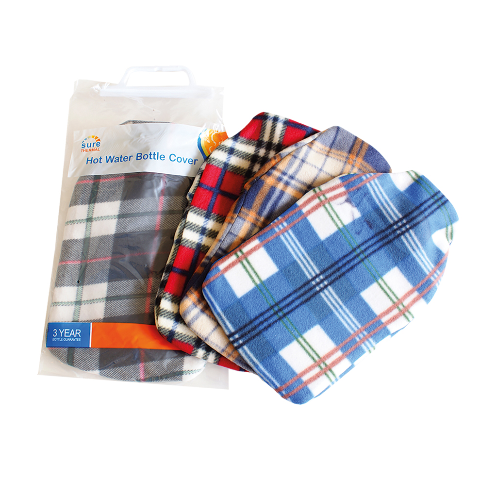 Checked Fleece Fabric Hot Water Bottle Covers