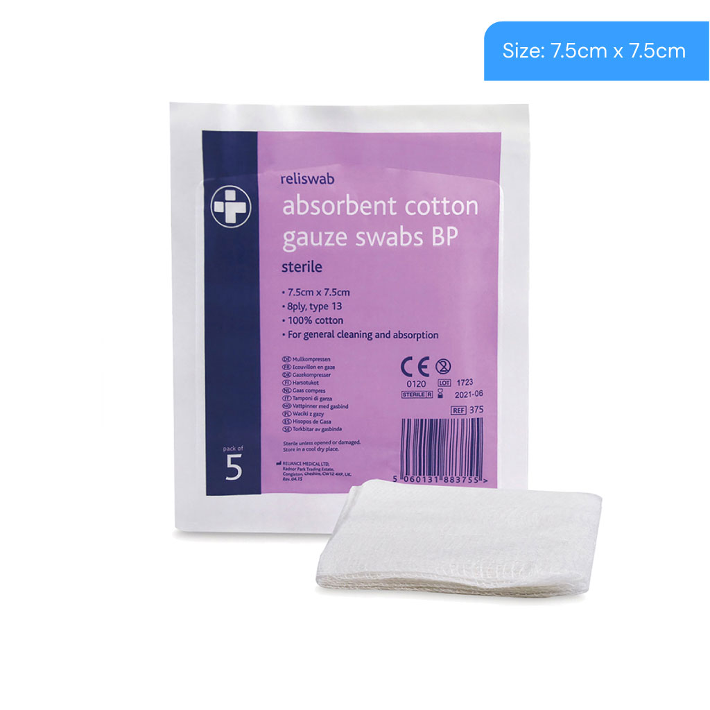 [375] Cotton Gauze Sterile Swabs 7.5cm x 7.5cm