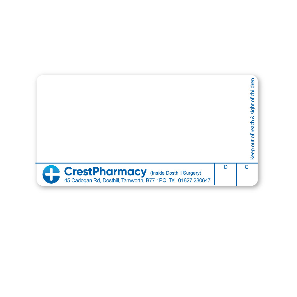 [AZEMT2891] Crest Pharmacy Labels (45 Cadogan Road)