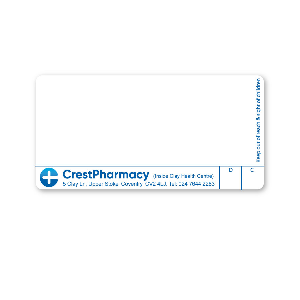 [AZEMT2887] Crest Pharmacy Labels (5 Clay Lane)