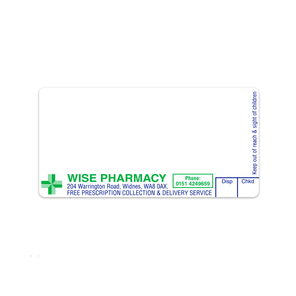 [AZEMT3484] Wise Group Warrington Road Pharmacy Labels