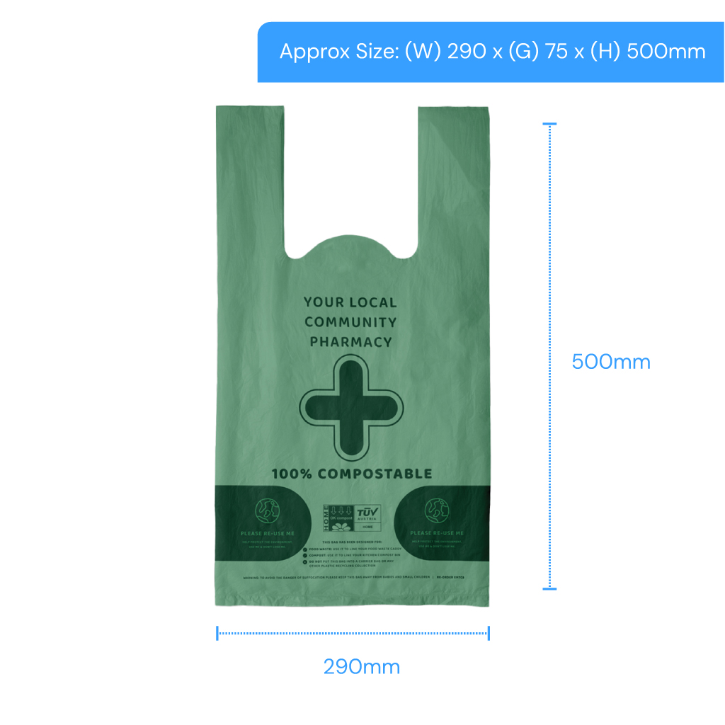 [EMTC8] Compostable Carrier Bags - Large (Pack of 500)