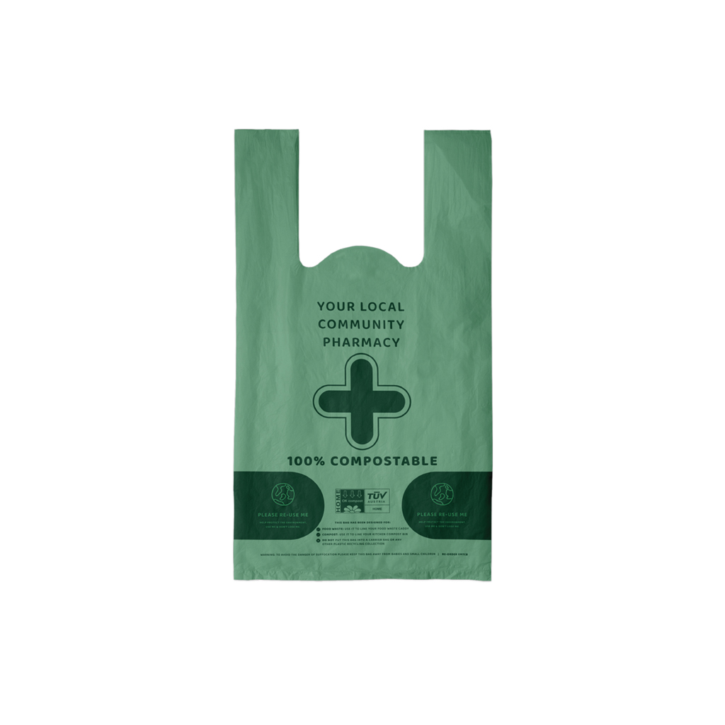 Pharmacy compostable carrier bags - large