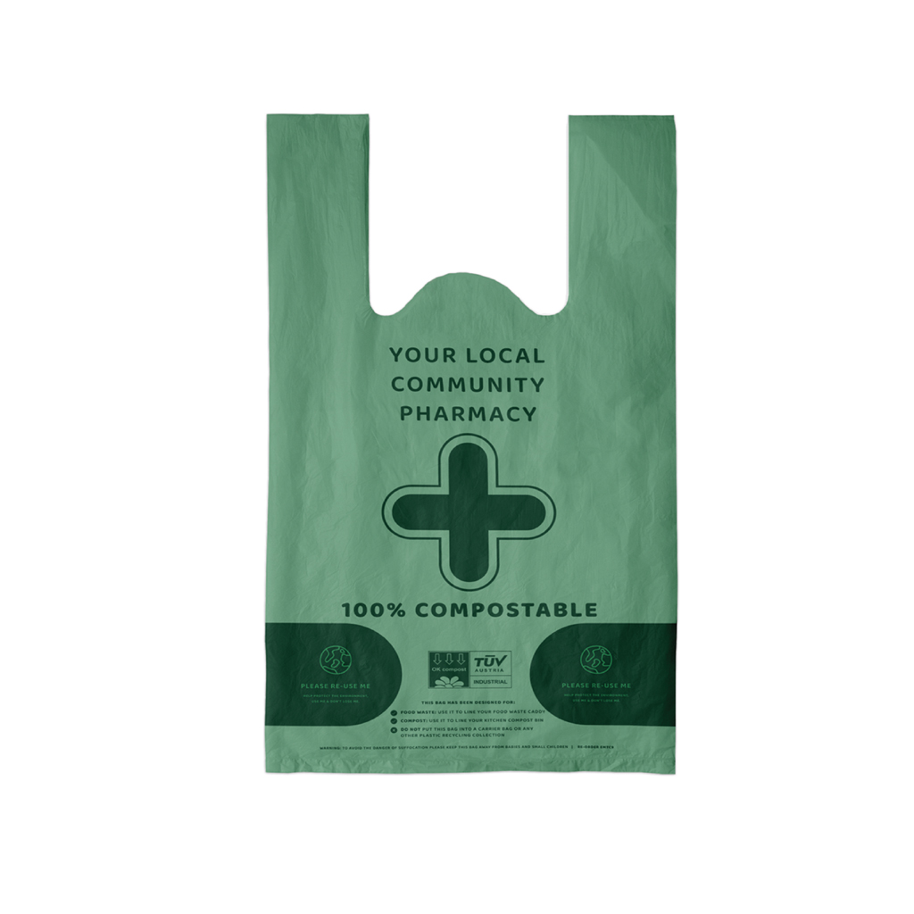 Pharmacy compostable carrier bags - extra large