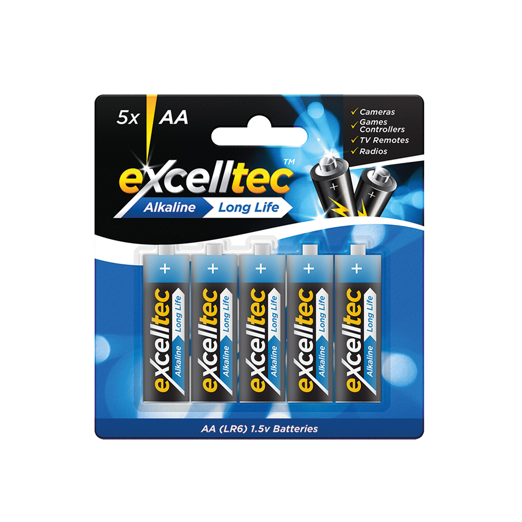 Excelltec AA Alkaline Batteries 5Pk