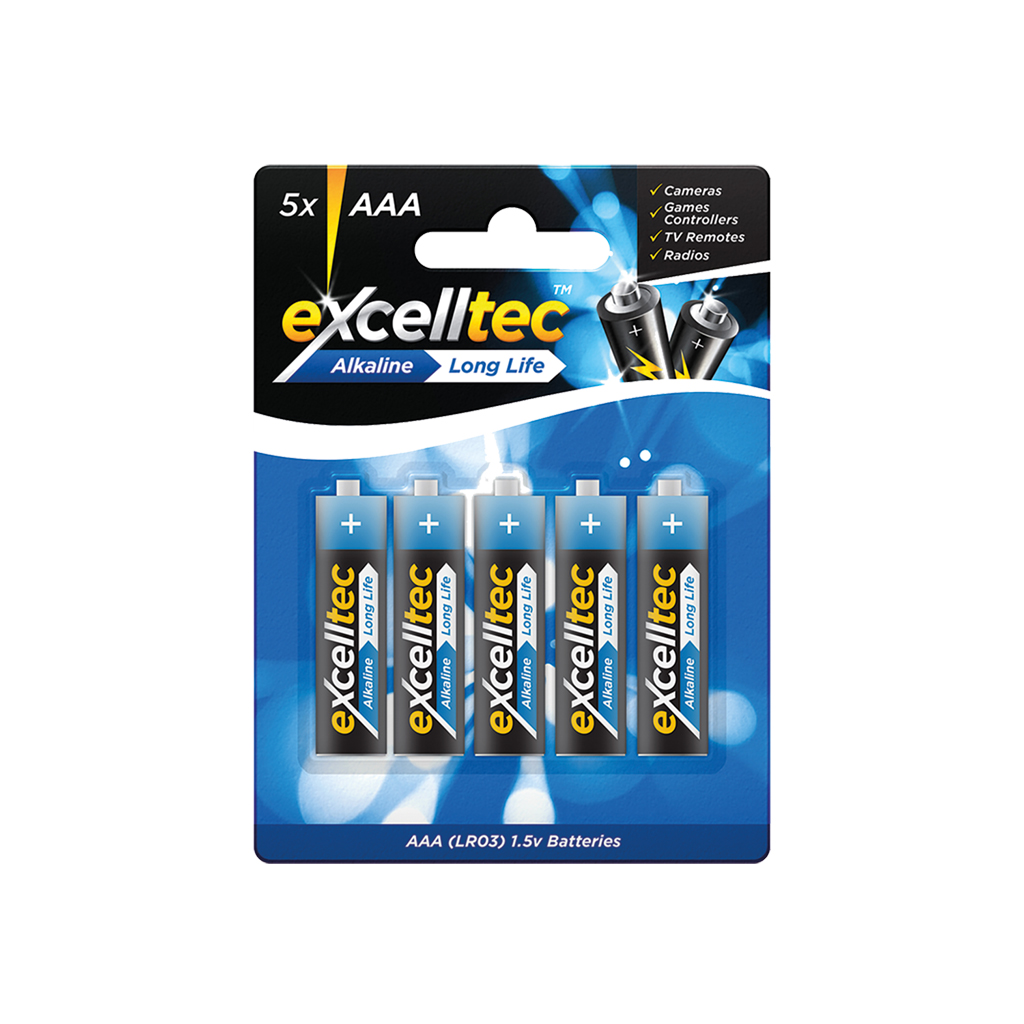 Excelltec AAA Alkaline Batteries 5Pk