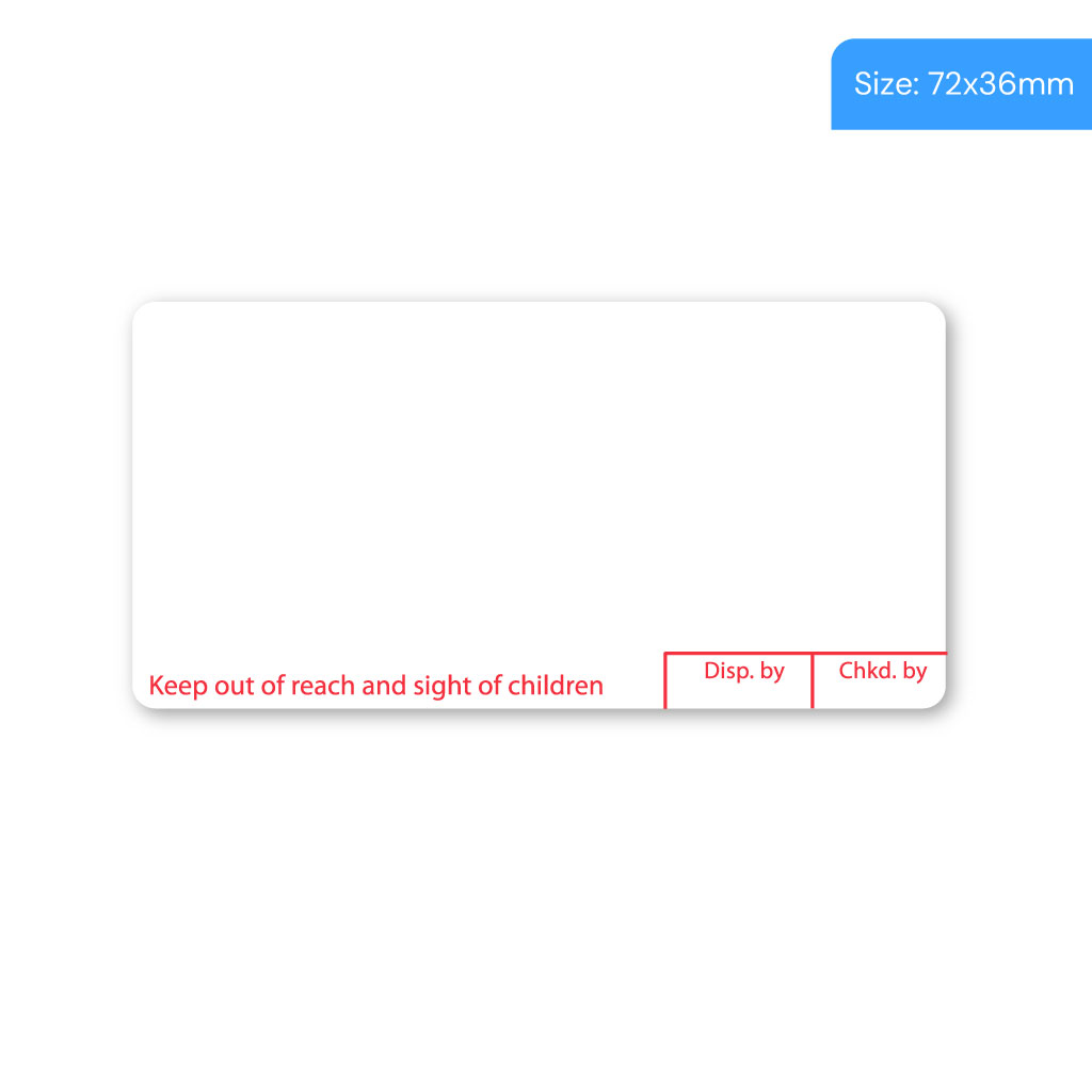 [LAB0463B] Pharmacy Dispensing Labels 72x36mm Partial Print