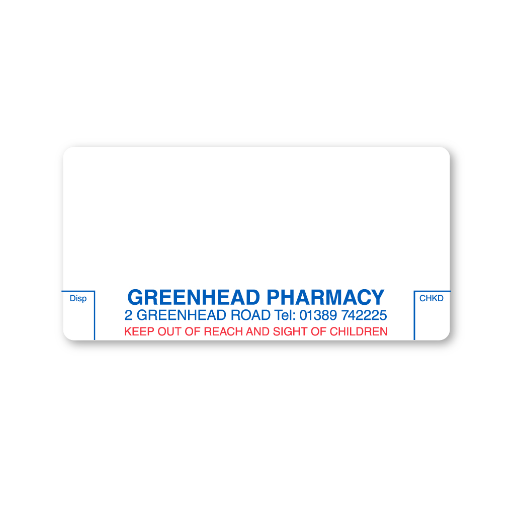 [AZEMT2827] Greenhead Pharmacy (Dumbarton) Labels 