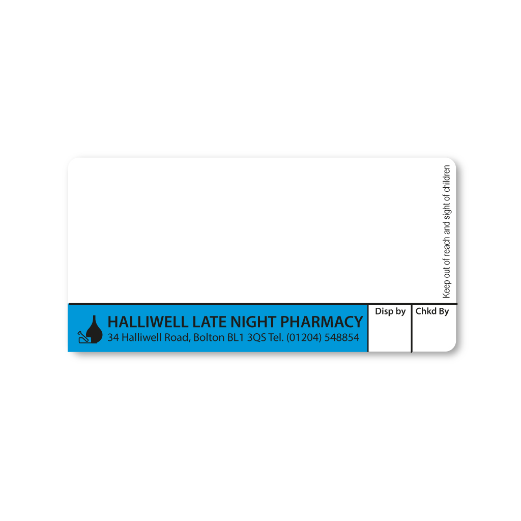 [EMT073B] 4 Court Pharmacy   Halliwell Late Night Labels