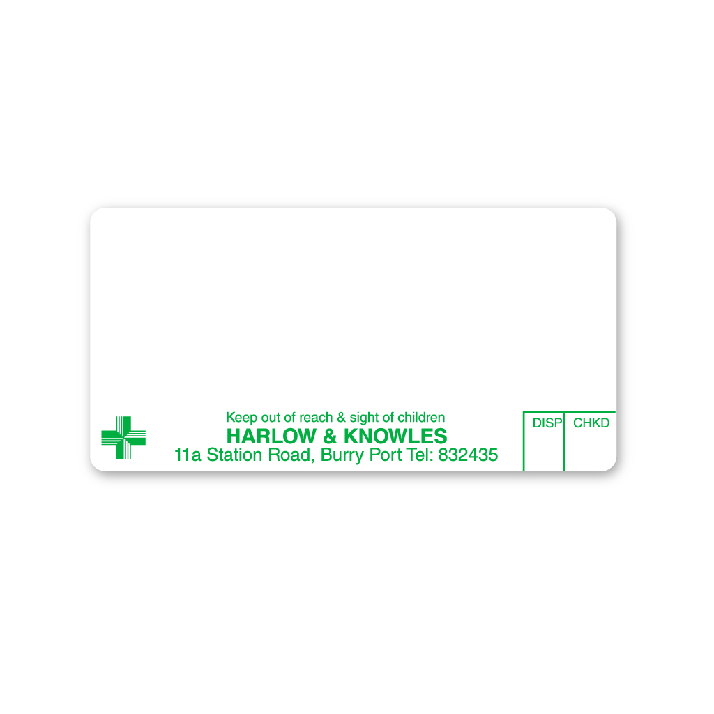 [AZEMT2913] Harlow&Knowles (Burry Port) Pharmacy Labels
