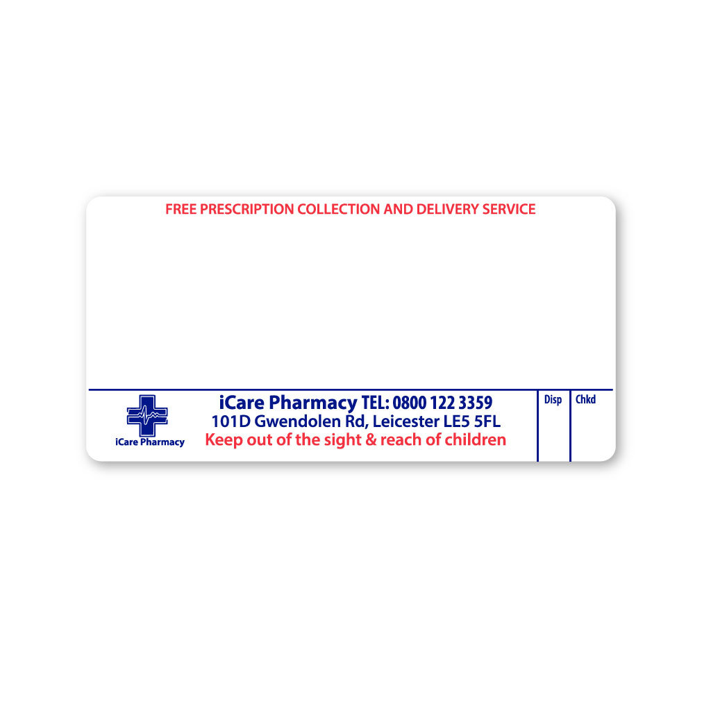 [AZEMT2708] iCare Pharmacy Labels (101D Gwendolen Rd)
