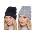 Ladies Ribbed Hat With Sequins